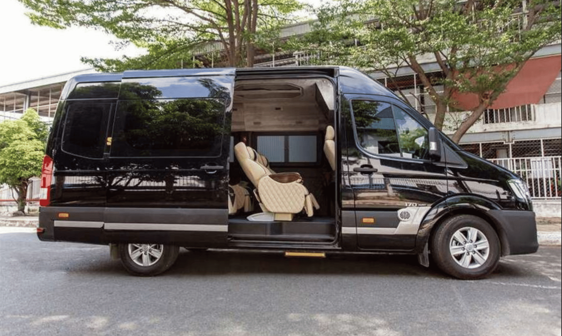 Private shuttle service picking up a guest from hotel in Sapa with professional drivers