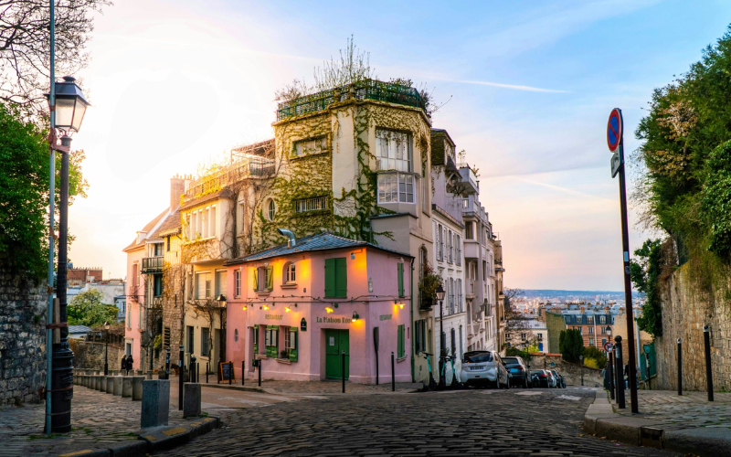 A Peaceful Street In Montmartre, Offering A Quiet Escape From The Bustling Tourist Spots