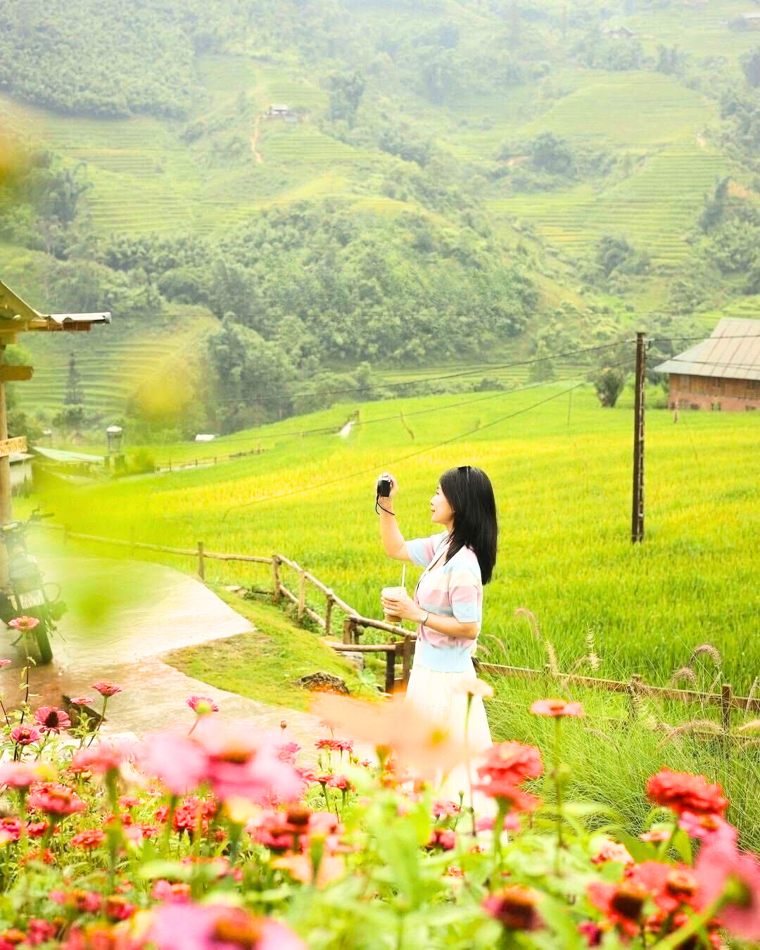 A Visitor Capturing Beautiful Moments In Ta Van Village.